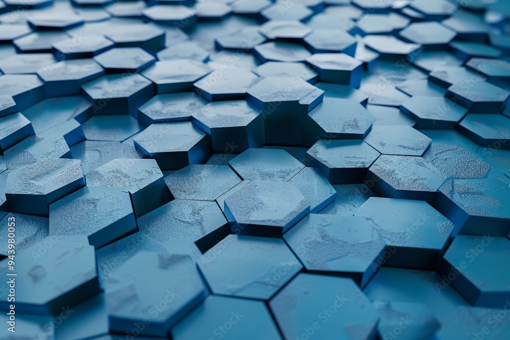 Abstract background with blue hexagons on a flat surface Abstract background with blue hexagons on a flat surface