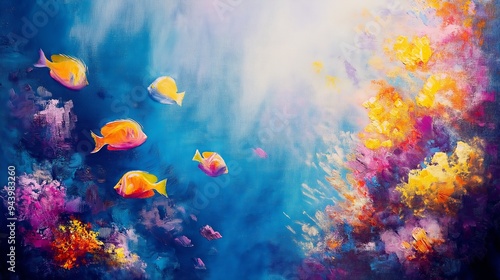 Vibrant Underwater Scene with Colorful Coral and Fish