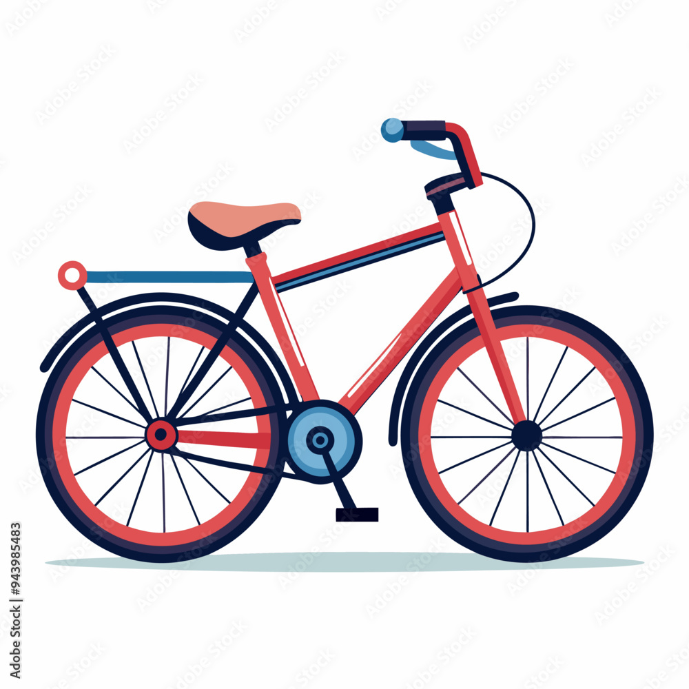 Obraz premium A Red Bicycle with Black Spokes and a Blue Seat