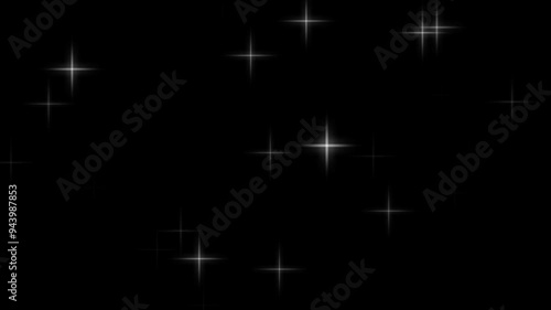 Dazzling glowing stars, magical twinkling stars, 4k glitter animation alpha channel included