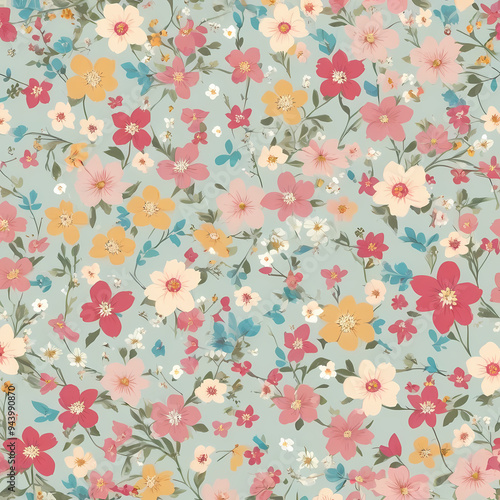 shabby chic cottage core ditsy floral pattern 