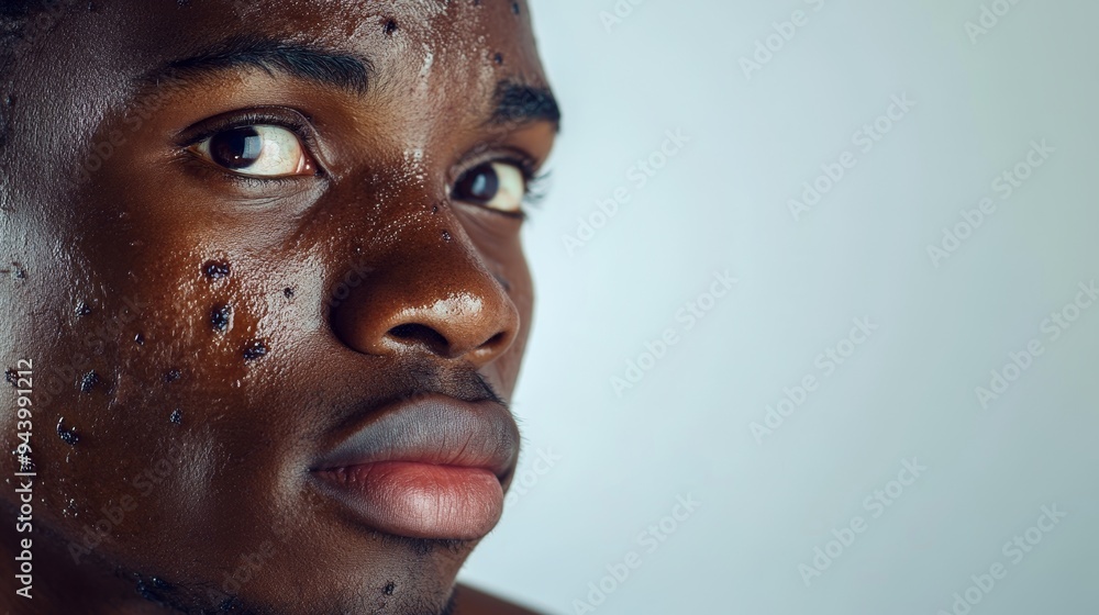 Monkeypox Virus Concept, Man's Face Showing Skin Lesions from Viral Infection Monkeypox Virus Concept, Man's Face Showing Skin Lesions from Viral Infection