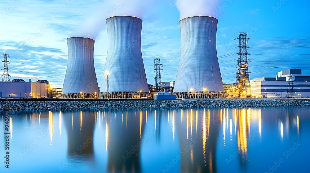 Cooling Tower Reflections on Calm Water.A serene lake mirrors the cooling towers. Their symmetry is flawless—a testament to engineering precision. The water’s surface adds a touch of tranquility Cooling Tower Reflections on Calm Water.A serene lake mirrors the cooling towers. Their symmetry is flawless—a testament to engineering precision. The water’s surface adds a touch of tranquility