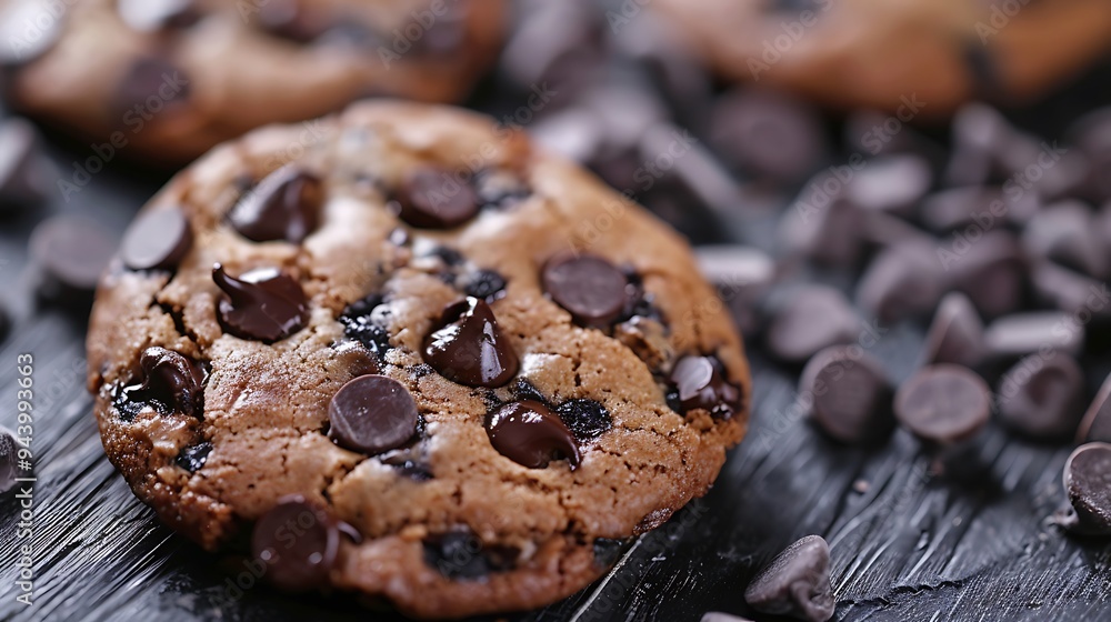 Fototapeta premium A sweet item containing chocolate chips and cocoa butter