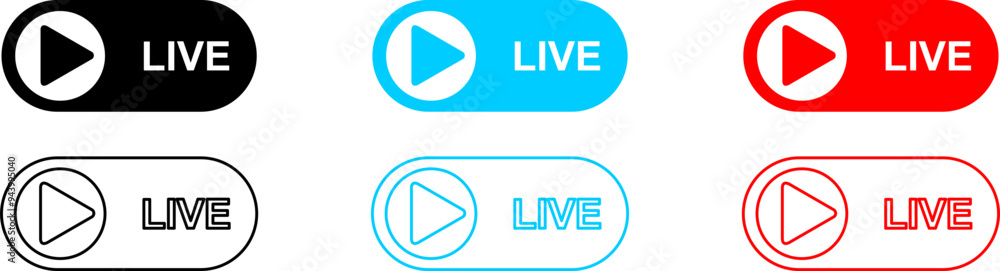 Live streaming icon set. Vector illustration Live streaming icon set. Vector illustration
