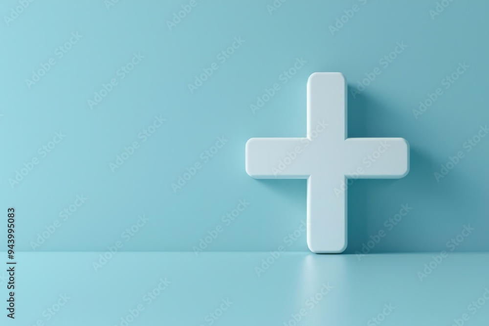Obraz premium A white cross is on a blue background