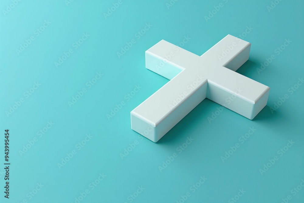 Obraz premium A white cross is on a blue background