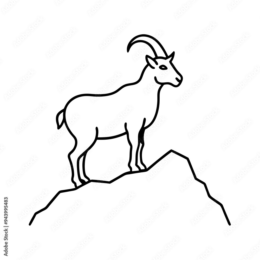 Fototapeta premium Majestic Goat on Rocky Mountain Peak - Vector Art Illustration