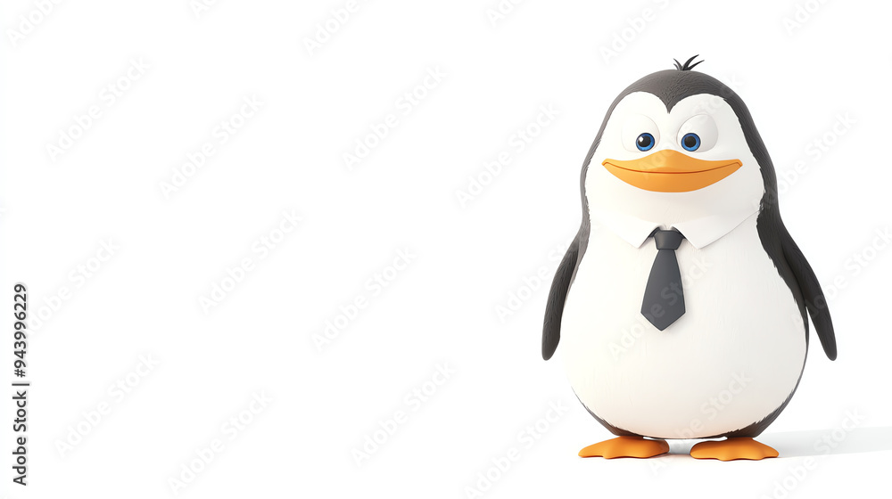 A cheerful penguin in a business suit, presenting a fun and adorable character for creative projects. A cheerful penguin in a business suit, presenting a fun and adorable character for creative projects.