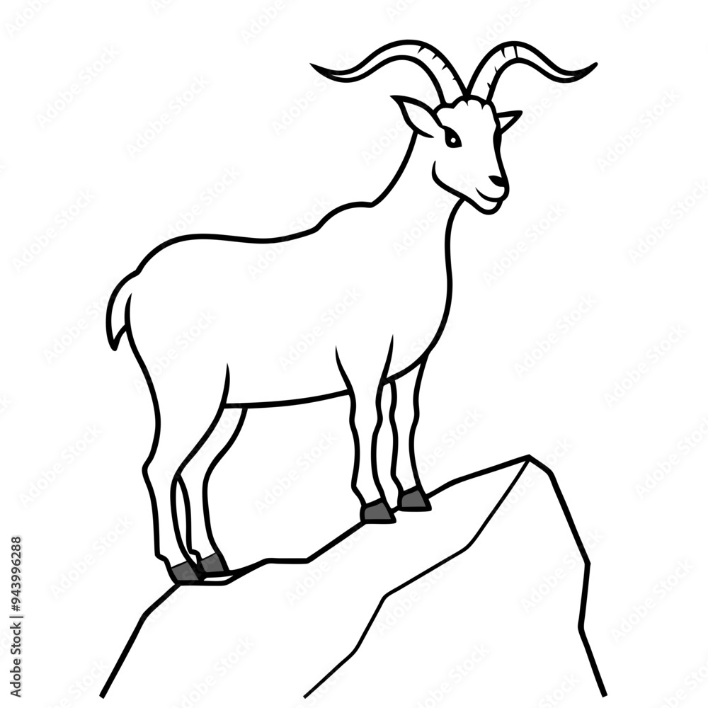 Majestic Goat on Rocky Mountain Peak - Vector Art Illustration Majestic Goat on Rocky Mountain Peak - Vector Art Illustration