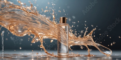 Blank Cosmetic Tube with Water splash for product showcase.