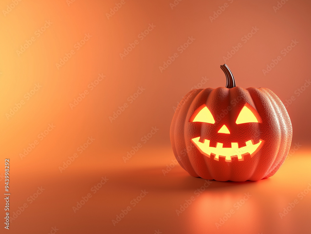 Citrouille d'Halloween sur fond épuré et uni, Simplicité et frissons, template avec espace pour écrire, fond coloré, bannière Citrouille d'Halloween sur fond épuré et uni, Simplicité et frissons, template avec espace pour écrire, fond coloré, bannière