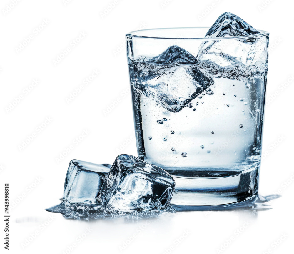 PNG Refreshing glass of sparkling water with ice cubes PNG Refreshing glass of sparkling water with ice cubes