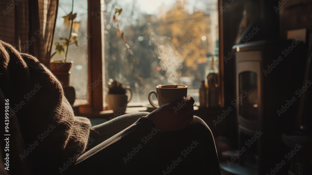 Cozy Winter Morning with a Hot Drink Cozy Winter Morning with a Hot Drink