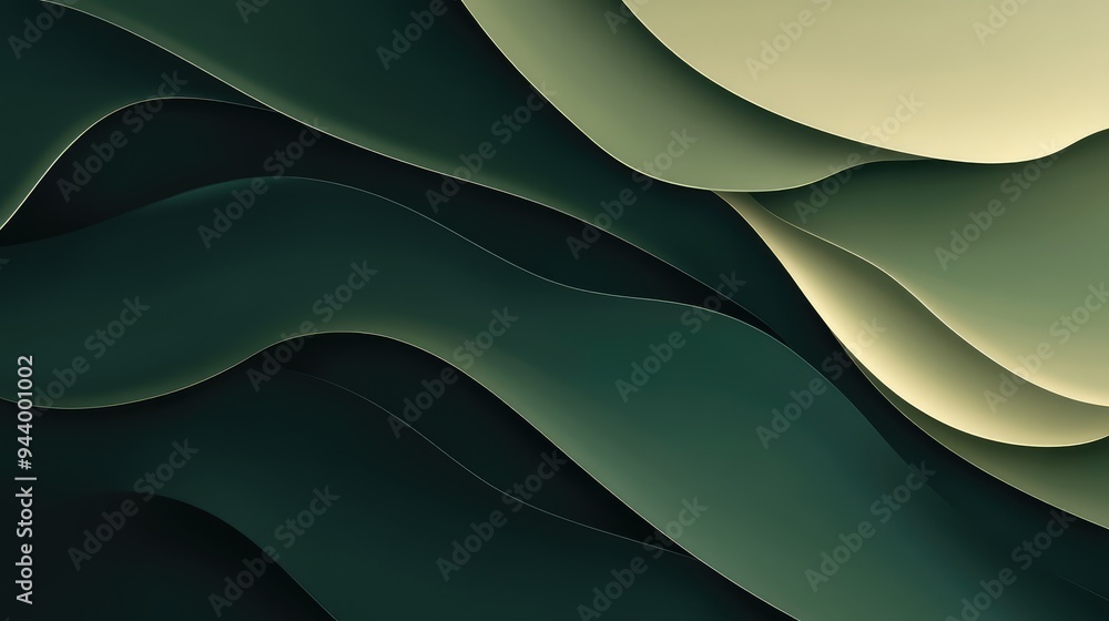 Fototapeta premium Minimalist abstract background with earthy green and deep ebony highlights.