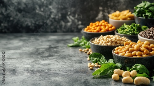 plant-based protein promo, a contemporary ad showcasing plant-based foods for protein on a clean, minimalistic backdrop encouraging sustainable eating choices photo