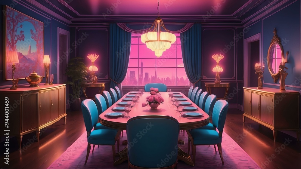 illustrative albedo formal dining room animated retro neon illustrative albedo formal dining room animated retro neon