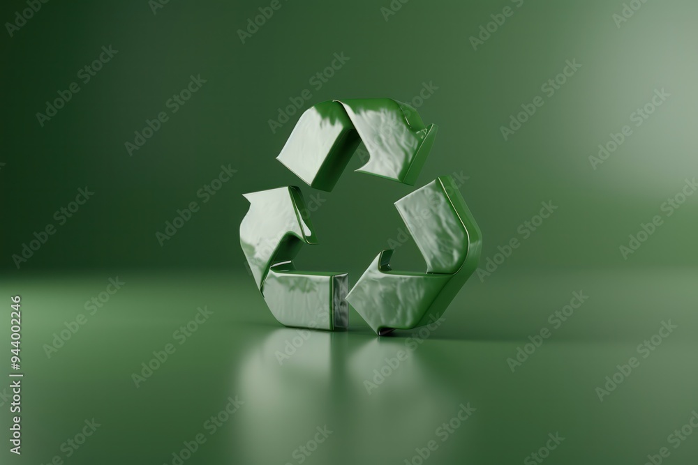 A green recycling symbol is shown on a green background A green recycling symbol is shown on a green background