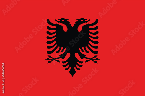 National flag of Albania. Albanian flag. Vector illustration.