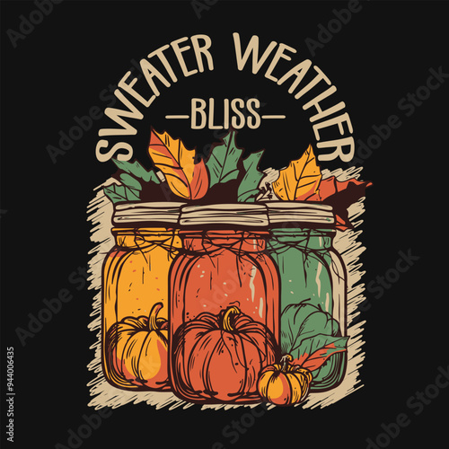 Fall mason jar pumpkin graphic quotes, fall pumpkin t shirt design, fall jar quote design for merch design