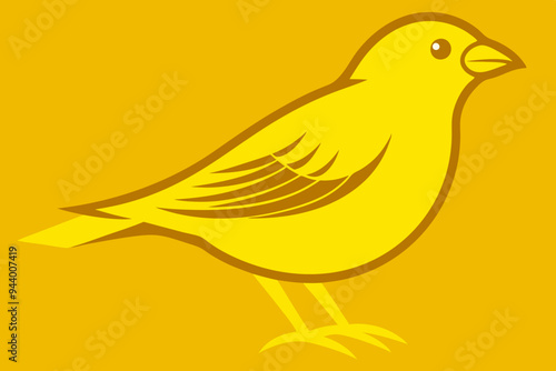  Engraving style slim canary bird vector art illustration