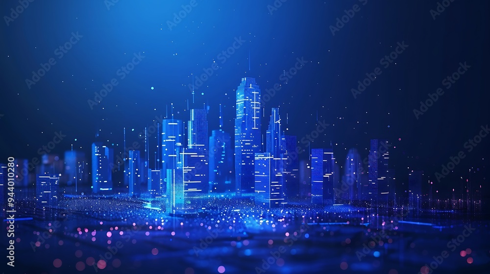 Fototapeta premium Digital Cityscape - Futuristic City