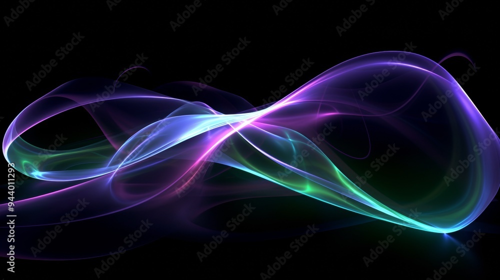 Futuristic Abstract Curves with Iridescent Glow on Dark Background Futuristic Abstract Curves with Iridescent Glow on Dark Background