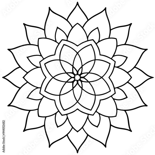 Mandala line art silhouette with white background