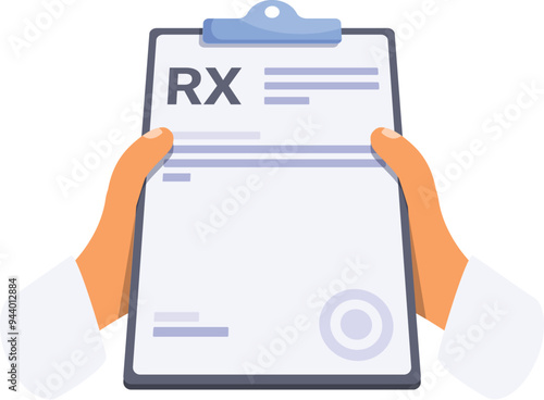 Doctor is holding a medical prescription form on clipboard, healthcare and medical concept