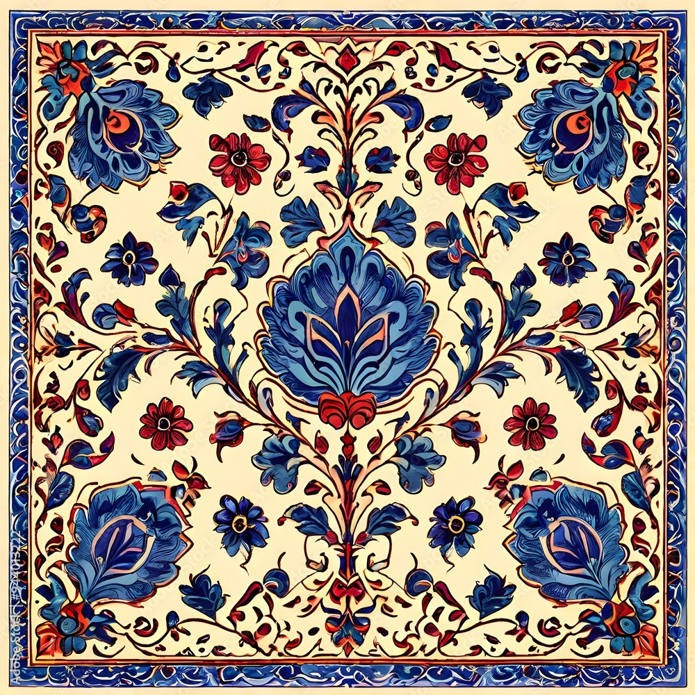 Classic persian pattern with paisley borders Classic persian pattern with paisley borders