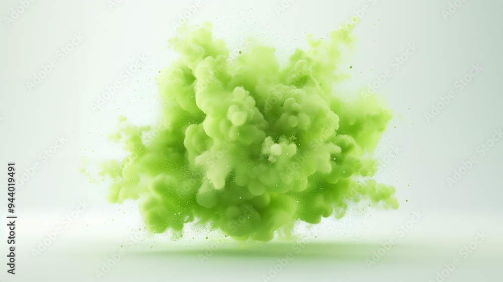 A vibrant green smoke explosion against a light background, creating a dynamic visual effect. A vibrant green smoke explosion against a light background, creating a dynamic visual effect.