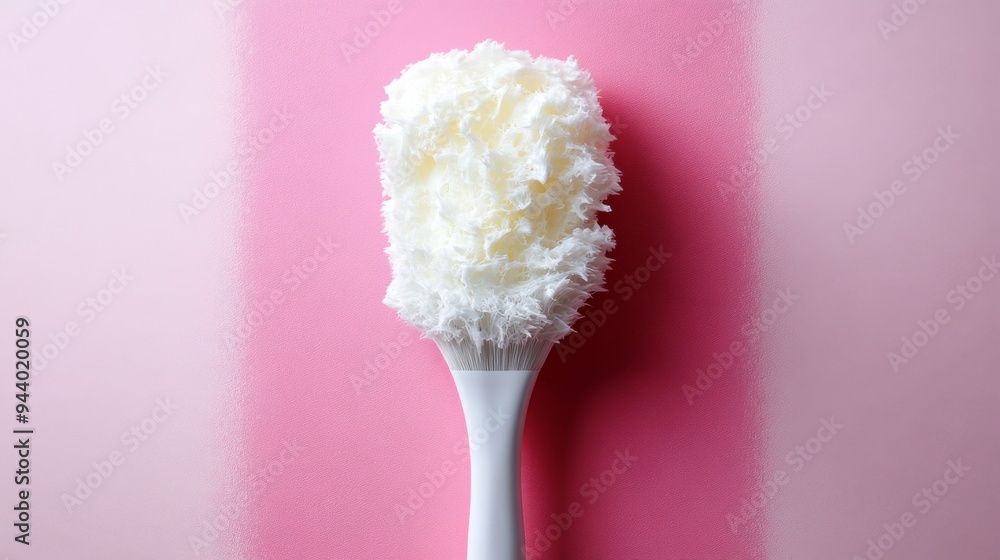 Dusting Brush on Pink Background Dusting Brush on Pink Background