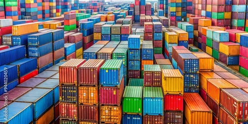 Aerial View of a Colorful Shipping Container Yard - A Sea of Trade photo