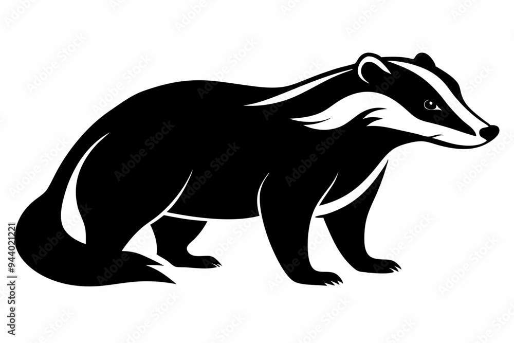 Obraz premium Silhouette of badger vector illustration, Honey Badger vector silhouette