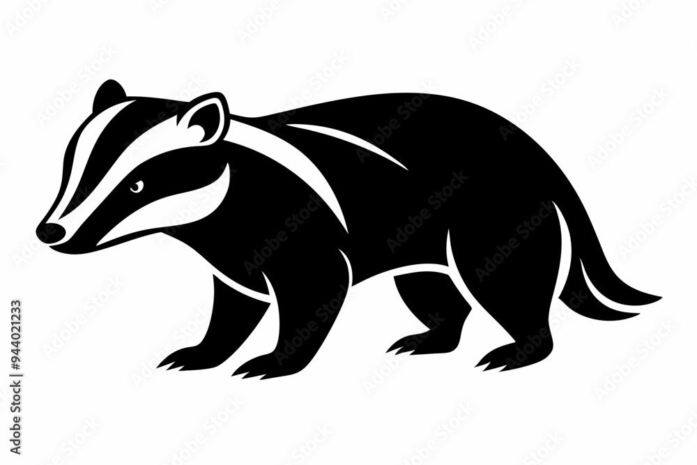 Obraz premium Silhouette of badger vector illustration, Honey Badger vector silhouette