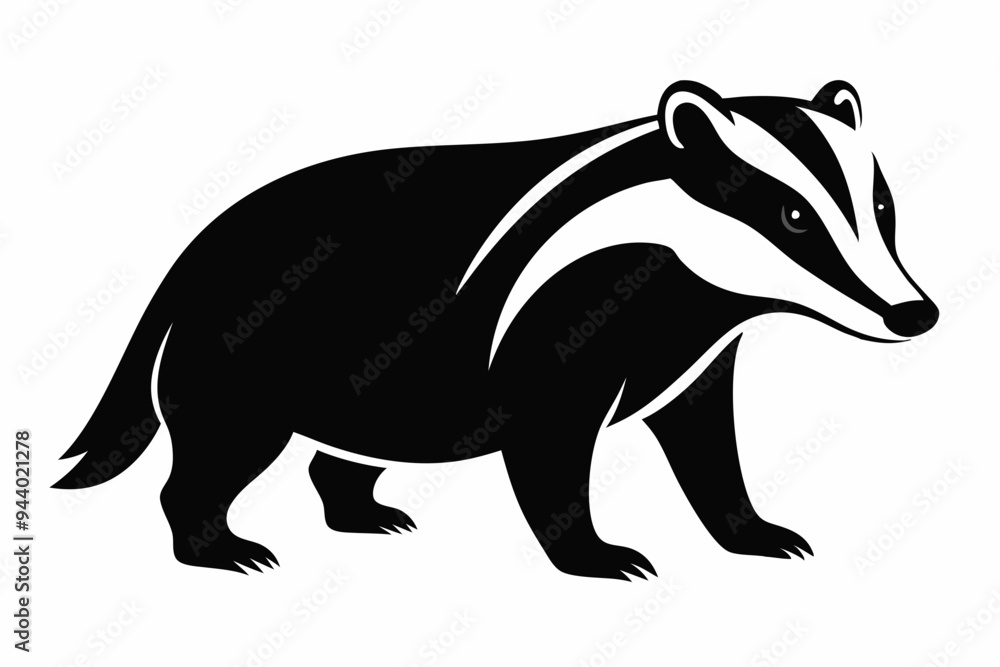 Fototapeta premium Badger icon, badger silhouette vector, Honey Badger 