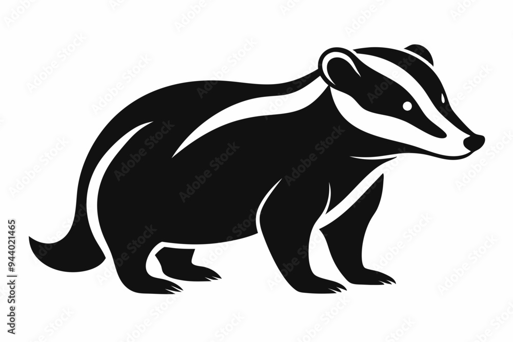 Fototapeta premium Badger icon, badger silhouette vector, Honey Badger 