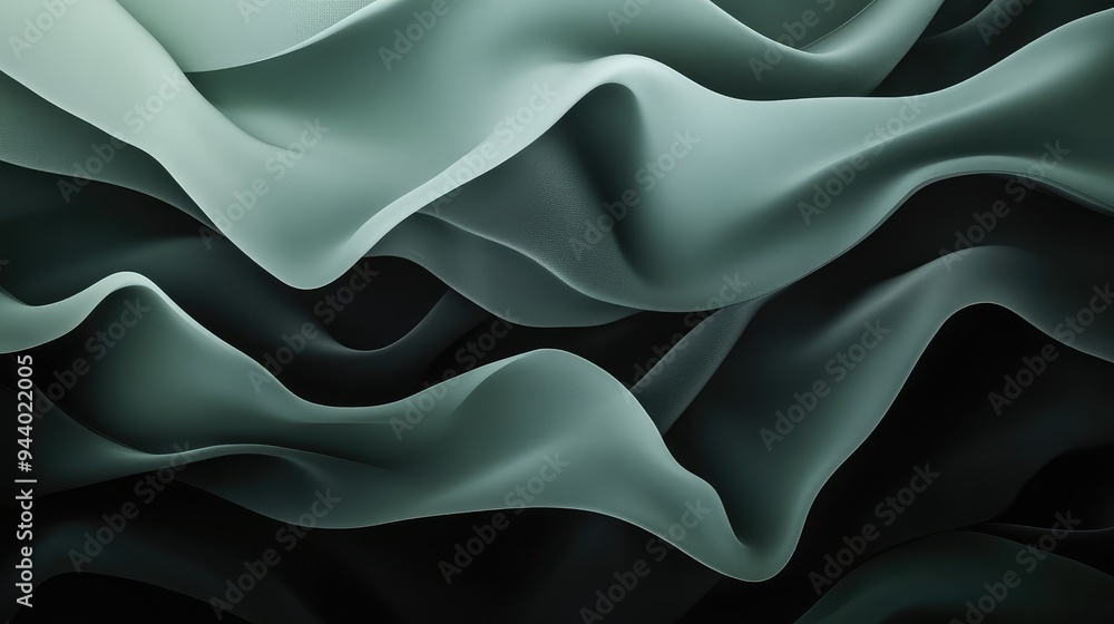 Obraz premium Abstract background with muted green and dark ebony gradients blending smoothly.