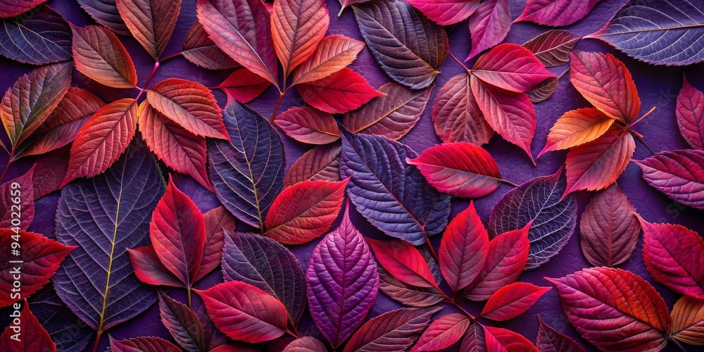 Autumnal Tapestry Red and Purple Leaves on a Deep Violet Background - A Flat Lay Composition of Vibrant Fall Foliage Autumnal Tapestry Red and Purple Leaves on a Deep Violet Background - A Flat Lay Composition of Vibrant Fall Foliage