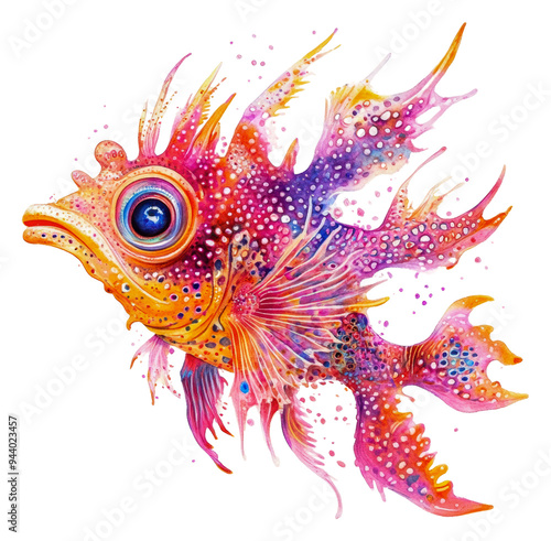 PNG Vibrant, patterned fish illustration