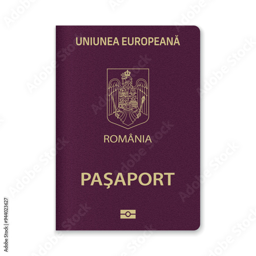 Romania Passport Cover with Gold Emblem and Text