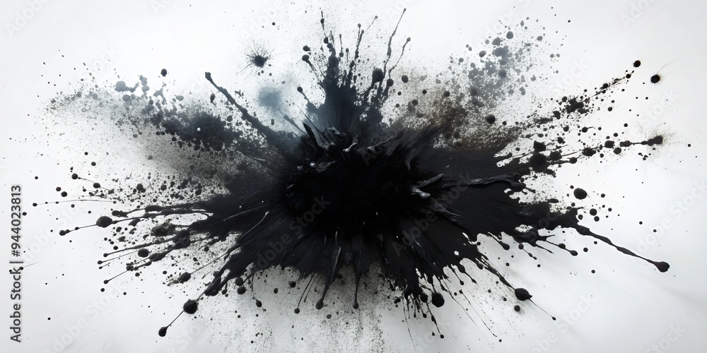 Black Ink Explosion A Splashy Abstract Composition in Monochromatic Hues Black Ink Explosion A Splashy Abstract Composition in Monochromatic Hues