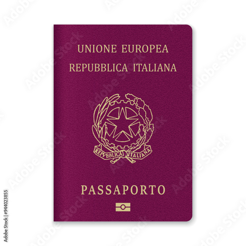 Italy Passport Cover with Gold Emblem and Text