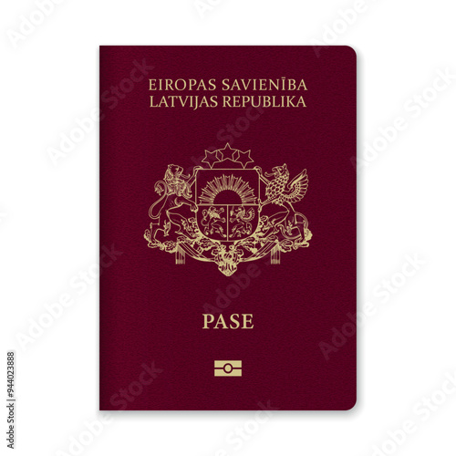 Latvia Passport Cover with Gold Emblem and Text
