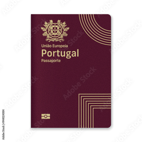 Obraz na płótnie Portugal Passport Cover with Gold Emblem and Text w salonie