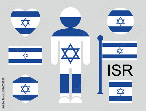 Israeli flag. Isolated Israeli flag on white background