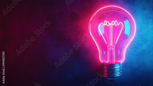 Abstract light bulb formed from glowing neon lines, representing the birth of a new idea in a minimalist design.