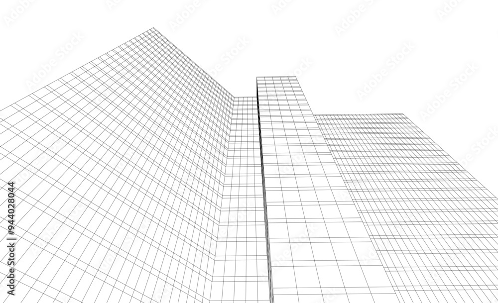 Architecture building vector 3d illustration on white background