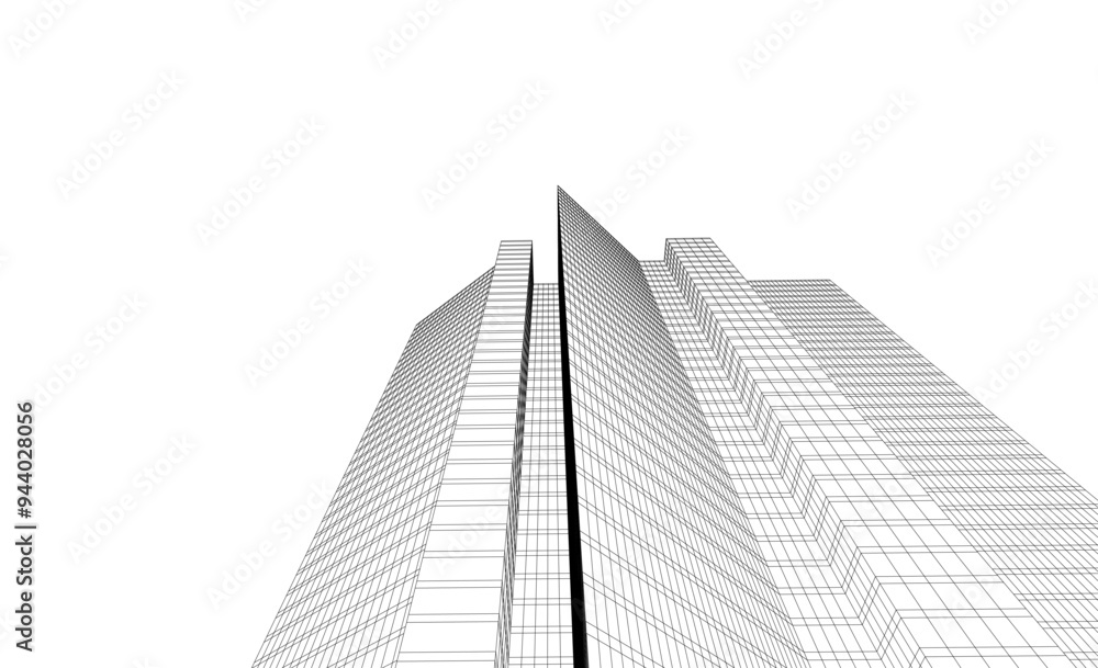 Architecture building vector 3d illustration on white background Architecture building vector 3d illustration on white background