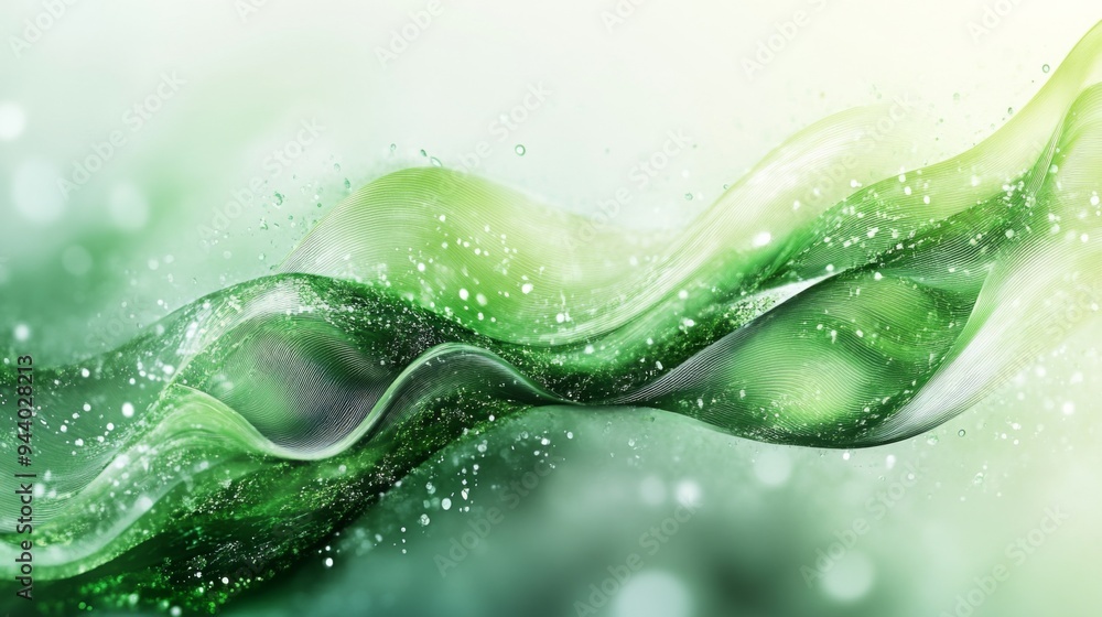 Abstract Green Waves with Sparkling Effects Abstract Green Waves with Sparkling Effects